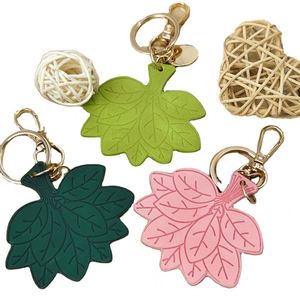Lucky Light Keychain PU Leather Grapefruit <b>Leaf</b> Charm with Golden Hardware Cute Durable Pendant for Bags - Product Image 1