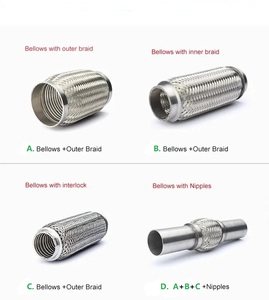 51x252 สแตนเลสคุณภาพสูง Double Braid ท่อไอเสียแบบยืดหยุ่น / ระฆังท่อไอเสียท่อลูกฟูก - Product Image 3