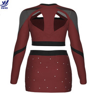 Tenue de cheerleading performante avec strass, imprimé métallique, ensemble complet en spandex haute élasticité pour concours de danse