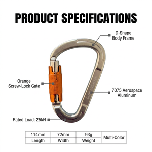 Mosquetón de Bloqueo en Forma de D Personalizado de 25 kN, Aluminio Aeroespacial 7075 con Cierre de Rosca para Escalada en <span class=keywords><strong>Roca</strong></span>, Arnés, Mochila, Rescate, OEM - Product Image 3