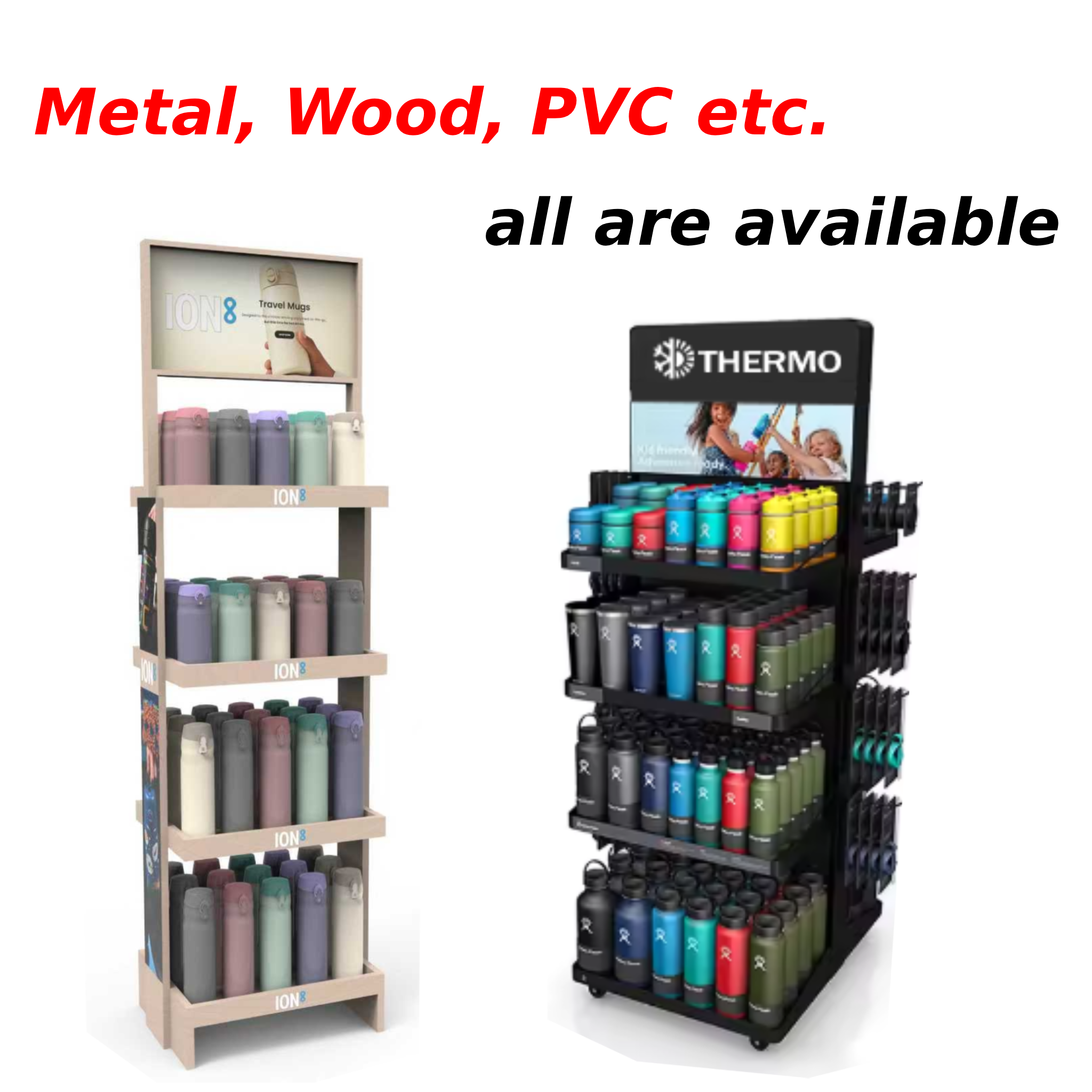 Apache Customized Thermos Display Stand for Bottle Cups Retail Shop Shelves for Sports Outdoors Product Store and Supermarket — view 3