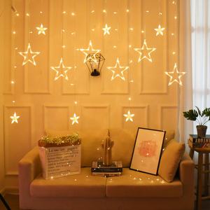 Guirlande lumineuse à <span class=keywords><strong>LED</strong></span> pour fenêtre, 12 étoiles, 138 <span class=keywords><strong>LED</strong></span>, guirlande lumineuse à <span class=keywords><strong>LED</strong></span> en forme <span class=keywords><strong>de</strong></span> lune et d'étoile, guirlande lumineuse en forme <span class=keywords><strong>de</strong></span> glaçon pour Noël, les fêtes et les mariages - Product Image 5