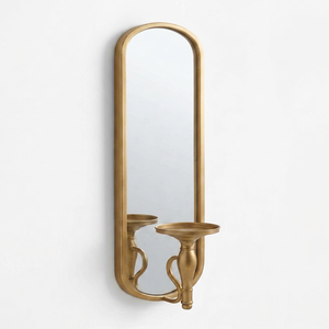 Modern Minimalist Iron <b>Wall</b> <b>Sconce</b> Mirror Gold Finish Arched Decorative Metal <b>Wall</b> <b>Sconces</b> with Pillar Candle Holder Luxury Home - Product Image 1
