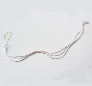 Pulsera <span class=keywords><strong>tobillera</strong></span> de Plata de Ley 925, joyería de moda, cadena de <span class=keywords><strong>pie</strong></span> de doble capa, tobilleras de Cuentas planas - Product Image 3