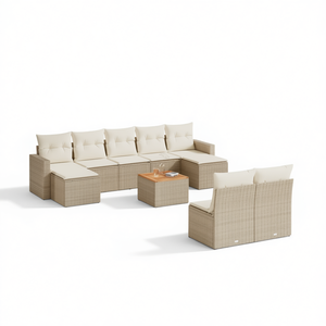ชุดโซฟาสวนสีเบจหวายสำหรับกลางแจ้ง 6 ที่นั่ง ทนทานต่อสภาพอากาศ ดีไซน์ร่วมสมัย - Product Image 1