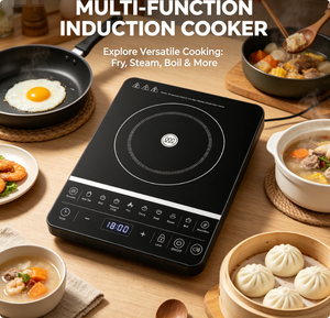 Table <span class=keywords><strong>de</strong></span> cuisson à <span class=keywords><strong>induction</strong></span> 2000W avec <span class=keywords><strong>plaque</strong></span> en céramique, puissance réelle <span class=keywords><strong>de</strong></span> 1400W, verrouillage enfant, minuterie, prise VDE, bobine CCA durable, 220V-240V - Product Image 1