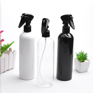 Glänzende 500ml 17oz Schwarz Weiß Transparente Flasche Kunststoff PET Trigger Sprüh flasche Spender flasche