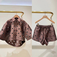 AIMEISI Ensemble deux pièces décontracté pour femme, chemise à manches courtes à col orné de strass délicats, best-seller