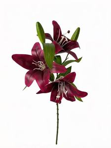 Einzelner Stiel, 3 Blüten, <span class=keywords><strong>2</strong></span> Knospen, künstliche Lilie, realistische Kunstblumen für Hotel-Tischdekoration, Party-Deko - Product Image 1