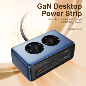 Nieuwe Product LDNIO SE3 5-in-1 Poorten GaN45W Desktop Stroomaansluiting 2500W EU 2 AC-aansluitingen Desktop Stekkerdoos EU Stekker - Product Image 2