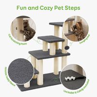 Escalier pour chiens et chats, griffoir en bois durable et satiné, antidérapant, montage facile, supporte 150 lb, 3/4 marches pour usage intérieur
