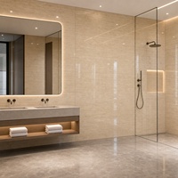 Panneau mural commercial étanche WYRAX en PVC UV effet marbre beige travertin 1220x2440mm 2.8mm pour salle de sport et douche