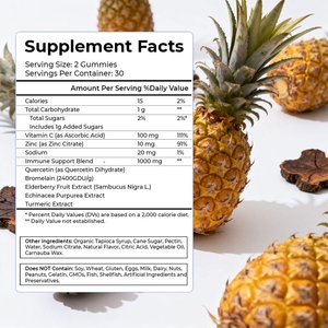 Gomitas de Quercetina y Bromelina OEM ODM, GMP Halal, 60 Unidades, 1000mg, Mezcla con Vitamina C y Zinc - Product Image 3