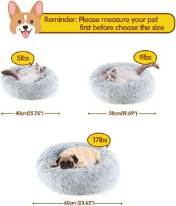 2024 Fashion Comfortable Washable Solid Fiber Plush Luxury Round Soft <b>Dog</b> Cat Fluffy Pet <b>Bed</b> for Indoor Cats - Product Image 3