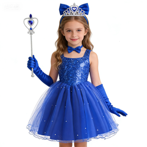 Abito da principessa di alta qualità per bambini, costume blu per feste di Halloween, per gioco di ruolo come personaggi di film o serie TV, abito da Cenerentola - Product Image 1