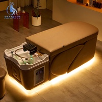 Multifunktionales Salon-Haarwaschbett mit Aufbewahrung, Liegefunktion, Kopfmassage und LED-Beleuchtung