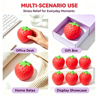 Grand Squishy Fraise en TPR Personnalisé, Vente en Gros, Kawaii, Fruits, Snack, Impression Numérique, Portable, Doux, à Presser, Anti-stress, Cadeaux en Gros
