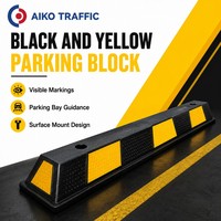 Aiko Black Yellow 750mm Bloqueur de stationnement en caoutchouc et plastique pour le positionnement des emplacements de garage avec trous de fixation