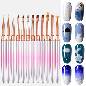 Lot de 12 pinceaux à ongles dégradé rose, pinceaux liner chrysanthème pour mélange et peinture gel UV pour nail art - Product Image 4