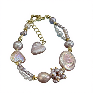 Bracelet en perles baroques <span class=keywords><strong>YOB</strong></span>, nouveau, 9-10 mm + 12-13 mm, plaqué or, bijoux tendance pour femmes - Product Image 6