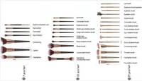 Ensemble de pinceaux de maquillage en poils synthétiques doux et soyeux de qualité supérieure, vegan, avec logo personnalisé, MOQ 10, 7/10/15 pièces, prix d'usine, étiquette privée, OEM et ODM