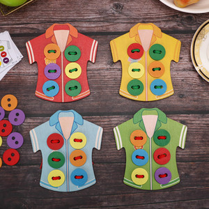 Fabricante venta directa de los niños educativos de madera niño coser botones enseñanza temprana juguetes al por mayor creativa - Product Image 6