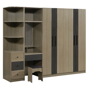 ตู้เสื้อผ้าแบบ 3 ประตูสำหรับห้องพักขนาดเล็ก ดีไซน์ตู้เสื้อผ้าสำหรับห้องนอน ตู้เสื้อผ้าไม้วอลนัท - Product Image 5