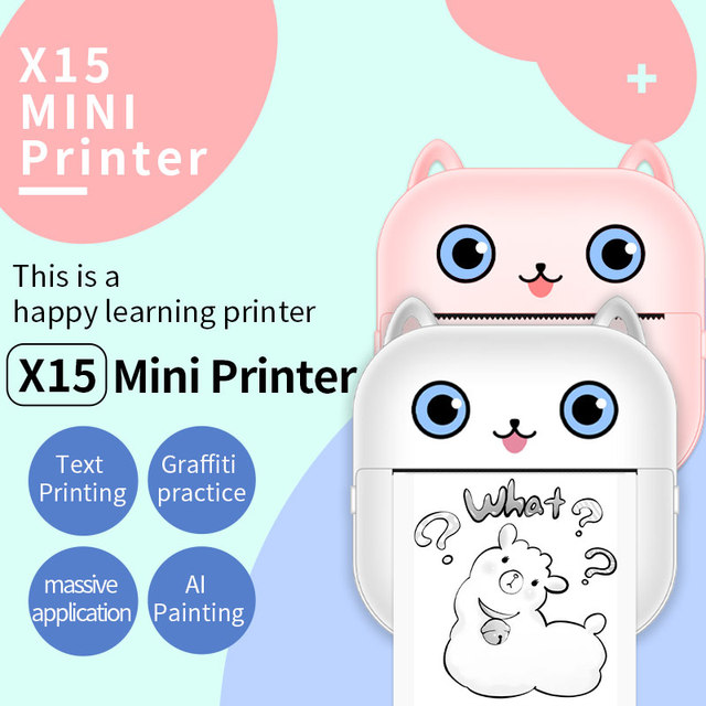 Portable Mini Pocket Photo Printer Wireless Mobile Phone USB Interface Handheld Inkless Thermal Printer with Sticker Label