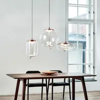 Suspension LED en verre pour table à manger de cuisine Lustre rond en verre gris fumée Lustre décoratif en verre à LED pour salle à manger