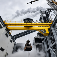 Grue à pont à double poutre de 63 tonnes avec godet de préhension, contrôlée par variateur de fréquence, positionnement anti-oscillation, directement de l'usine