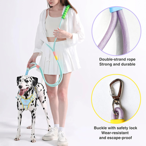 <b>Dog</b> Leash for Puppies Corgi-Eco-friendly Nylon Traction Rope Two-in-One Design Custom Outdoor Walking Non-Tightening - Product Image 2