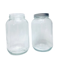 Toples kaca acar dengan tutup plastik, kaleng stok 4 L 1 galon