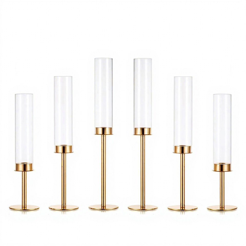 Luxury Modern Gold Glass Votive Candle Holder For Home Decoration Wedding Graduation Table Settings