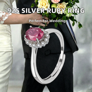 แหวนเงินแท้ S925 ประดับทับทิมรูปไข่ 4x6 มม. สีแดงเลือดนก สำหรับผู้หญิง ขายดีรุ่นใหม่ เหมาะเป็นของขวัญหมั้น งานเลี้ยง งานแต่งงาน - Product Image 2