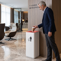 Poubelle de bureau ou de couloir sur pied en fer forgé, à ouverture supérieure, pour espaces publics, sans couvercle