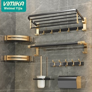 Phòng tắm đơn khăn Rack Punch-free có thể gập lại Đen vàng không gian nhôm bề mặt kết thúc - Product Image 4
