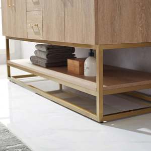 Armoire shaker en bois massif au design personnalisé moderne vanité de salle de bain avec comptoir en marbre - Product Image 4