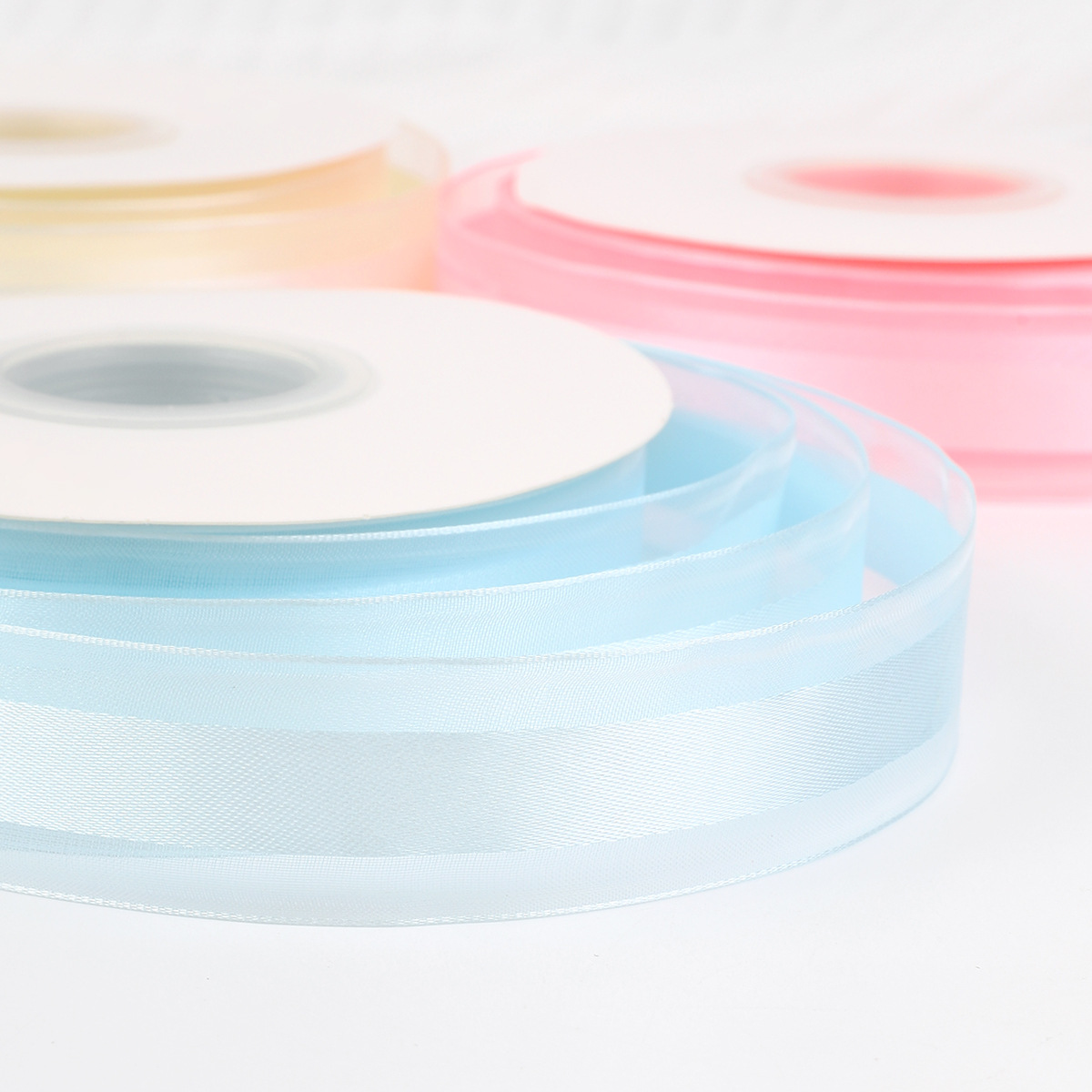 Wholesale Multi Color Sheer Organza Ribbon Roll - Satin Fabric Ribbon for Gift Wrapping Bouquet Decor DIY Crafts