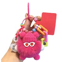 Porte-clés en peluche ours 3D en vraie fourrure de lapin Rex, fait main, personnalisable, mignon, accessoire pour sac, sac à dos, téléphone portable