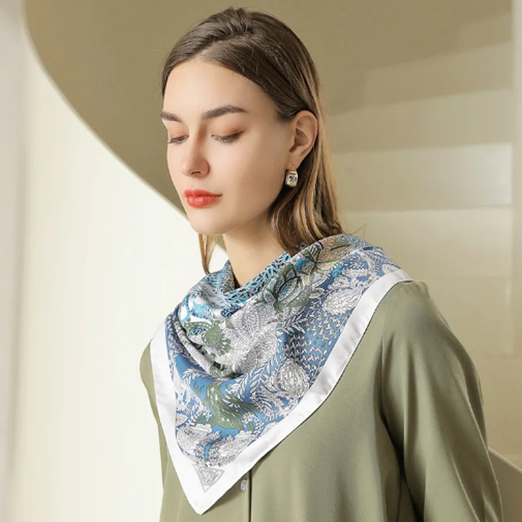 Женский квадратный платок с принтом под заказ, 90x90 см