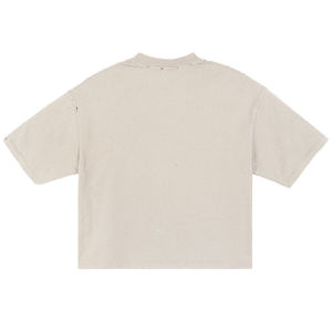 Chaud de haute qualité lavé à l'acide à manches courtes 300 grammes en détresse lourd Boxy court col doux t-shirt - Product Image 3