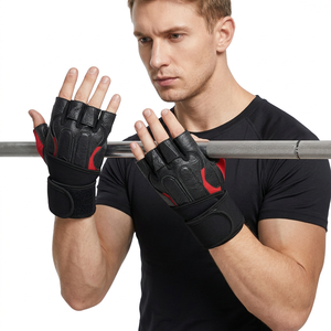 Best Quality Breathable Leather <b>Half</b> Finger Non-<b>Slip</b> Lightweight for Closure Fitness Gloves for Heavy Lifting Exercise - Product Image 1