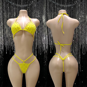 Sparkly <b>Rhinestone</b> <b>Bikini</b> Set Exotic Dancewear Stripper Outfits Performance Wear for Stage Shows - Product Image 2