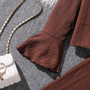 Set di Abbigliamento <span class=keywords><strong>per</strong></span> Ragazze Adolescenti 8-12 Anni, Top a Maniche Lunghe con Colletto e <span class=keywords><strong>Pantaloni</strong></span> in Chiffon Traspirante con Volant - Product Image 5