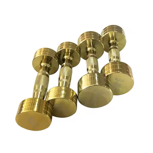 Set di Manubri Personalizzati di Alta Qualità in Cromo e Oro per Palestra Domestica <span class=keywords><strong>Pesi</strong></span> Liberi in Acciaio Dorato - Product Image 2