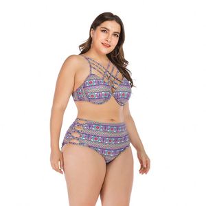 2020 personalizado Sexi venta al por mayor de tamaño de China <span class=keywords><strong>Bikini</strong></span> cintura alta Mujer <span class=keywords><strong>gorda</strong></span> traje de baño - Product Image 4
