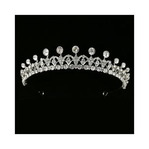 Corona nupcial sencilla europea y americana para mujer, diamantes de imitación de aleación, Tiara de cumpleaños de princesa, tocado de corona elegante para niña, venta al por mayor - Product Image 1