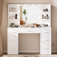 Meubles de chambre à coucher modernes - Coiffeuse en bois à sept tiroirs avec miroir Coiffeuse en bois pour chambre à coucher