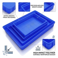 Bac de rangement rectangulaire bleu en plastique pour atelier industriel 615x415x95mm, bacs empilables pour séchage alimentaire, bac de manutention en plastique