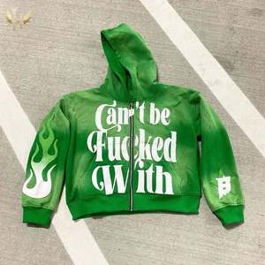 Sudadera con Capucha Oversize Personalizada con Logo, 100% Algodón, 500GSM, Impresión 3D Degradada con Efecto Puff, Cierre de Cremallera, Lavado Ácido Desgastado por el Sol, para Invierno - Product Image 4